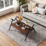 Rectangle Coffee Table with Tempered Glass top and Black Metal Legs - Image 2