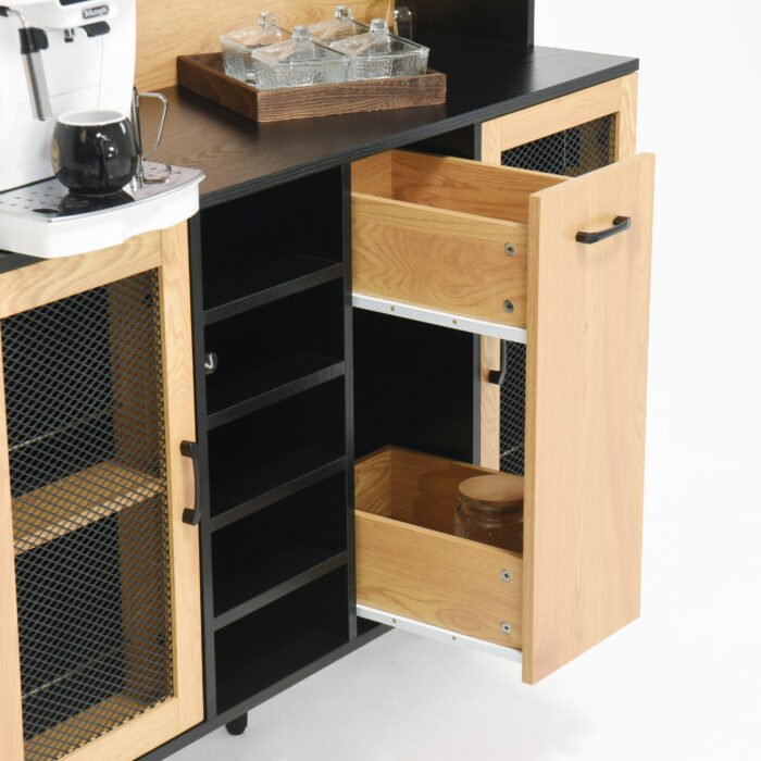 Coffee Bar with storage door and power outlet with wine rack - Image 11