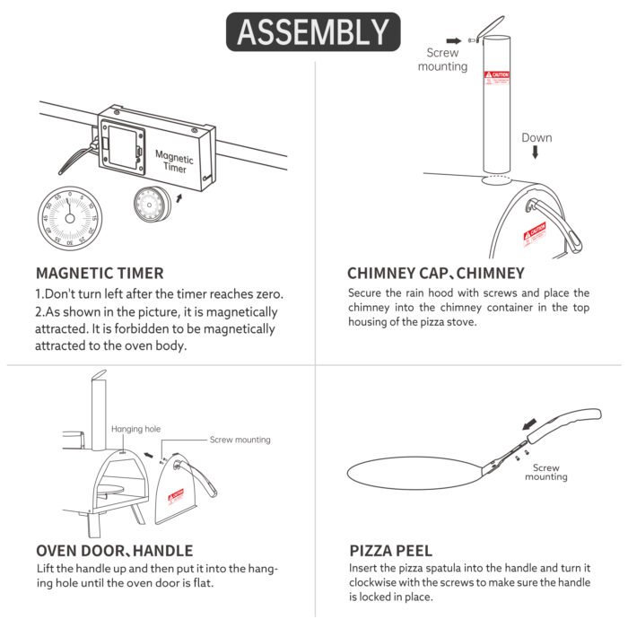 Stainless Steel Wood Fired Outdoor Pizza Oven 12" Automatic Rotatable - Image 11