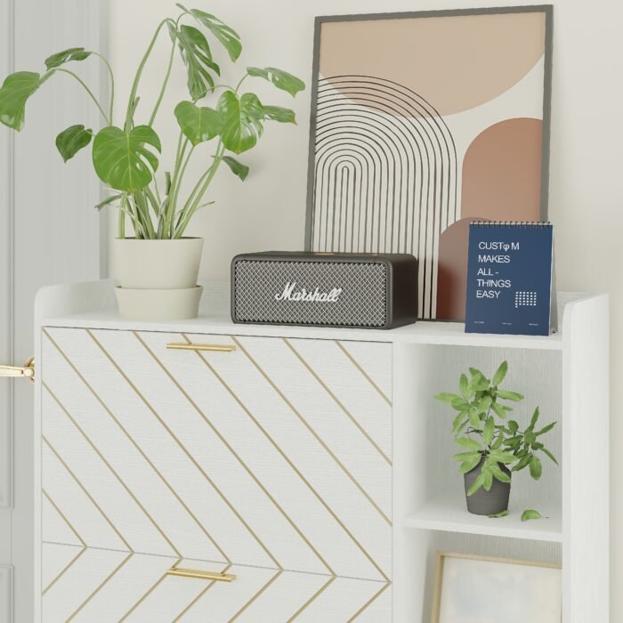 Shoe Cabinet with 3 Flip Drawers and Hidden Shoe Rack for Heels - Image 7