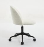 Velvet fabric adjustable rotating office chair with mid back, White - Image 11