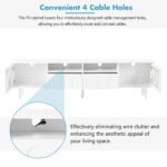 ON-TRANS TV stand with LED light strip and tempered glass door (up 80"), White - Image 12