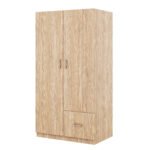 Wooden Wardrobe with Double Doors and Hanging Rod and 5 Fixed Shelves - Image 8