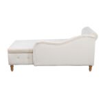 Chaise Lounge Velvet with Storage and Pillow and Arms, White - Image 13