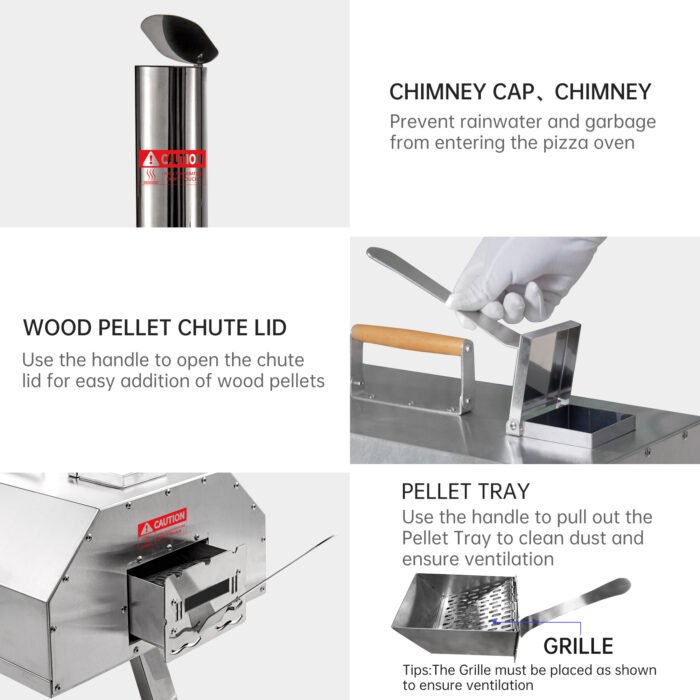 Stainless Steel Pizza Oven Outdoor 12" Automatic Rotatable with Timer - Image 14