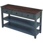 Retro Design Console Table with Two Open Shelves (Navy) - Image 11