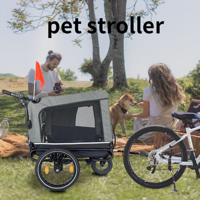 Outdoor Heavy Duty Foldable Utility Pet Stroller Dog Carriers Bicycle Trailer - Image 2