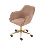 Modern Velvet Fabric Material Adjustable Height 360 revolving Office Chair, Light Brown - Image 8