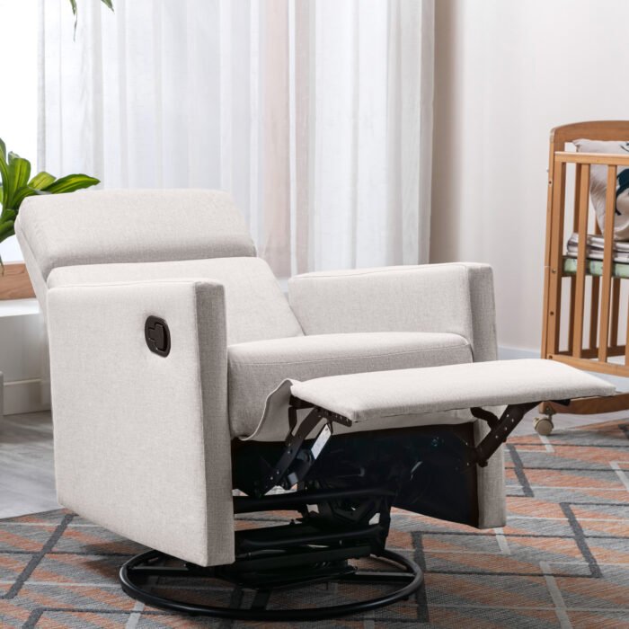 Modern Upholstered Rocker Nursery Chair Plush Glider Swivel Recliner - Image 8