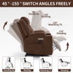 Okin motor Up to 350 LBS Chenille Power Lift Recliner Chair Brown - Image 7
