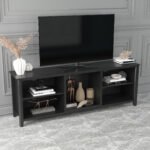 TV Stand Storage Media Console and Entertainment Center, Black - Image 4