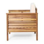 Outdoor Acacia Wood Club Chairs with Cushions, Teak+Beige (Set of 2) - Image 9