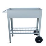 Mobile metal elevated garden bed cart with legs and wheels, Gray - Image 6