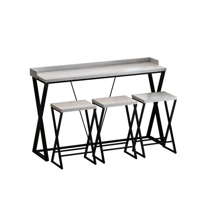 Modern Design Kitchen Dining X ShapeTable Set with 3 Stools, Gray - Image 3
