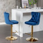 Adjustable Comfortable Height Seat Upholstered Bar Stools with Backs (Set of 2) - Image 4
