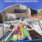 10FT Climbing Dome for Kids With Hammock, Blue - Image 8