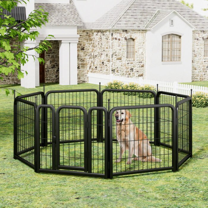 Outdoor 8-pieces dog fence board, Black - Image 2