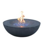 42 Inch Outdoor Concrete Propane gas Fire Pit bowl, Dark Gray - Image 4