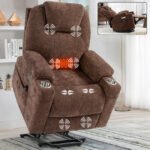 Okin motor Up to 350 LBS Chenille Power Lift Recliner Chair Brown - Image 10