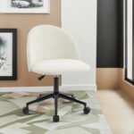 Velvet fabric adjustable rotating office chair with mid back, White