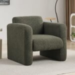 Modern style comfortable armchair with sheepskin Sherpa fabric with backrest and pillow - Image 4