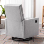 Modern Upholstered Rocker Nursery Chair Plush Glider Swivel Recliner, Gray - Image 11