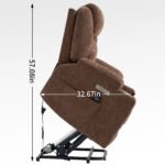 Okin motor Up to 350 LBS Chenille Power Lift Recliner Chair Brown - Image 13