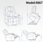 Okin motor Up to 350 LBS Chenille Power Lift Recliner Chair Brown - Image 19