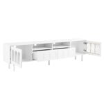 ON-TRANS TV stand with LED light strip and tempered glass door (up 80"), White - Image 11