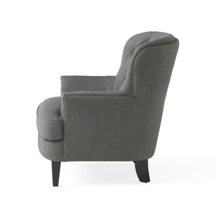 Modern fabric stylish cushioned club armchair with Ottoman set - Image 7