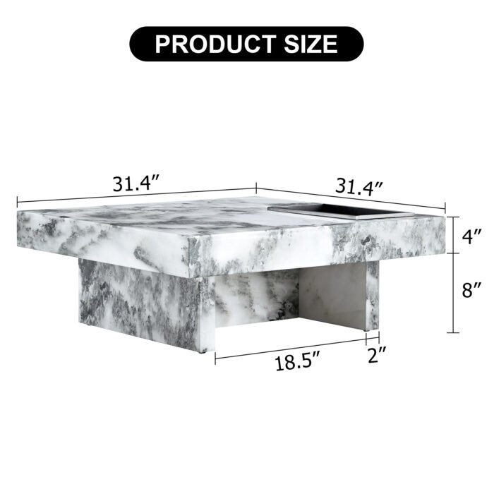 Modern and practical coffee table black with white marble pattern imitation - Image 13