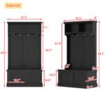 4 in 1 Coat Rack with Storage Shoe Bench for Entryway and Hallway, Black - Image 4