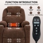 Okin motor Up to 350 LBS Chenille Power Lift Recliner Chair Brown - Image 8