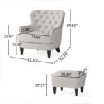 Fabric club stylish cushioned armchair with Ottoman set - Image 5