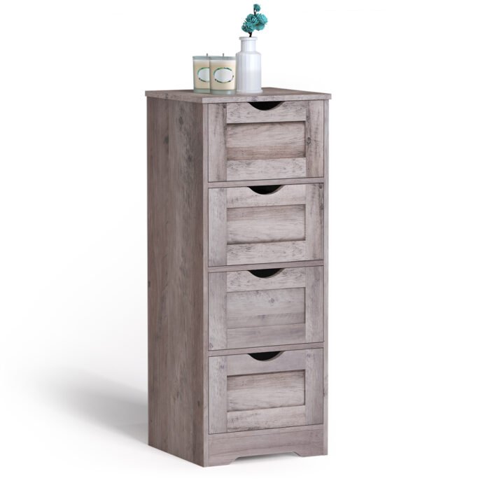 Wooden Storage Cabinet with 4 Drawers, Gray - Image 14