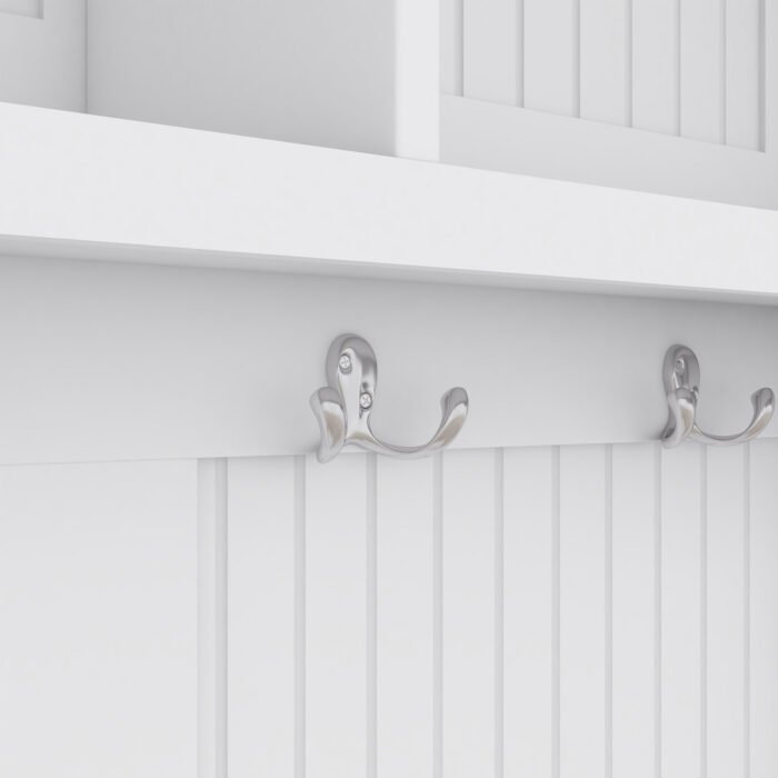 Entryway and Hallway 4 in1 Coat Rack with Shoe Storage Bench and 4 Hooks, White - Image 17