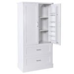 Tall Bathroom Storage Cabinet with Two Doors and Drawers and Adjustable Shelf - Image 16