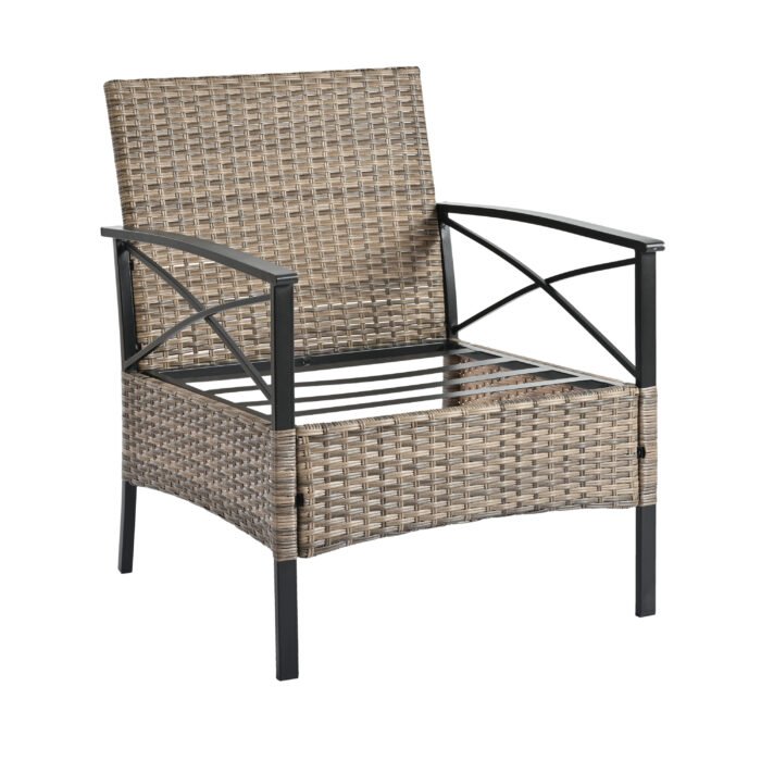Patio Seasonal Outdoor Wicker Furniture Set with Black Metal Table - Image 15