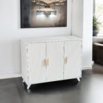 Wavy texture buffet with door and modern bookcase for living room