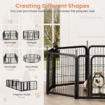 8-panel dog fence, 24 inch small dog pet fence, portable indoor pet game fence. Black - Image 9