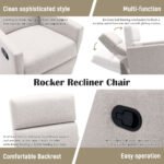 Modern Upholstered Rocker Nursery Chair Plush Glider Swivel Recliner - Image 12