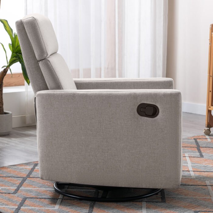 Modern Upholstered Rocker Nursery Chair Plush Glider Swivel Recliner - Image 7