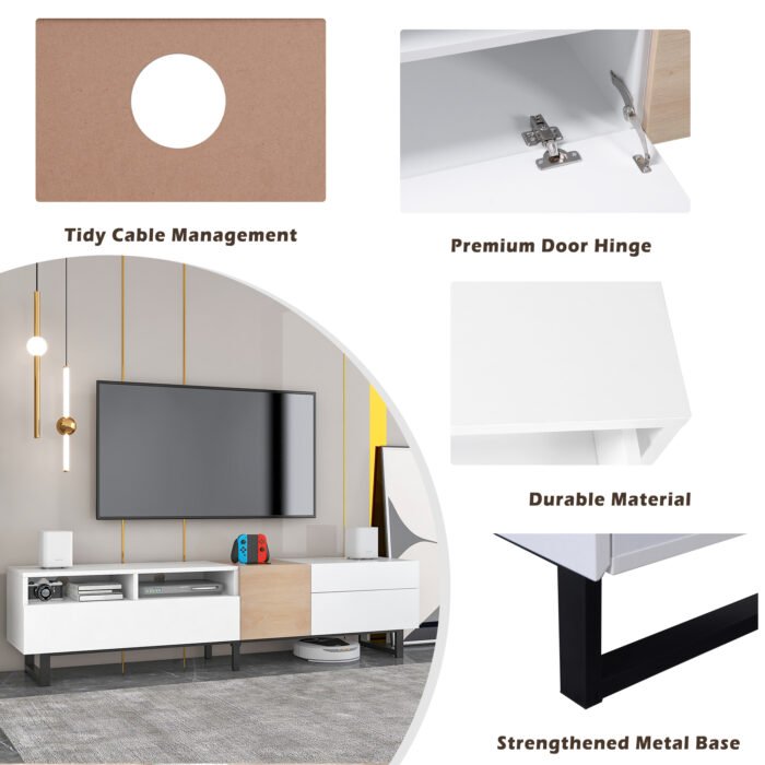 Modern TV Stand and Entertainment Center with Double Storage and Drop Down Door (up to 55") - Image 6