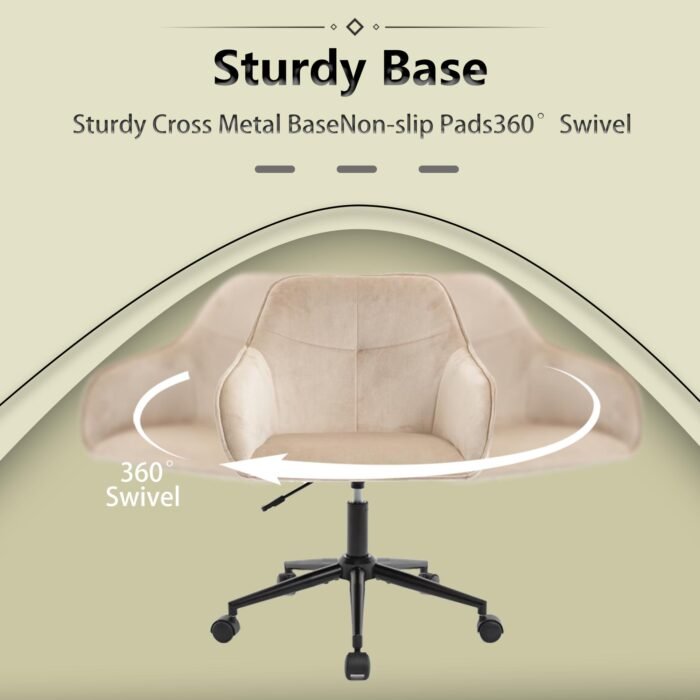 Velvet Modern Office Desk Chair with Wheels - Image 7