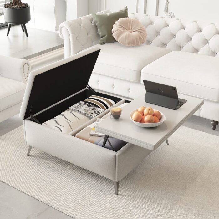Wide Square storage benche Coffee Table with Lift Top for Living Room - Image 7