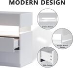 Nightstand with three drawers acrylic board furniture, White - Image 6