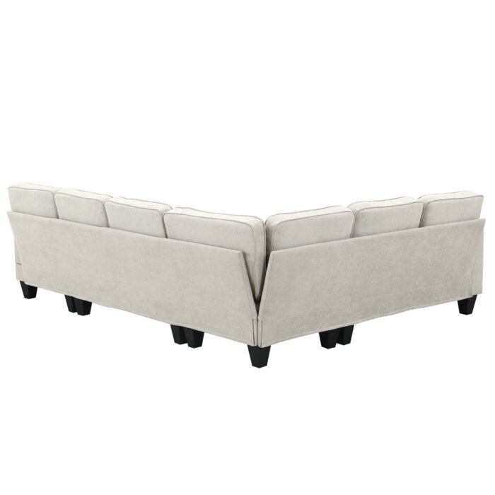 Modern U Shape Sectional Sofa 7 Seat Fabric Sectional Sofa Set - Image 7