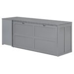 Queen Size Murphy Bed with Rotable Desk  Gray - Image 13