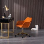 Modern Velvet Fabric Adjustable Height 360 revolving Office Chair, Orange - Image 5