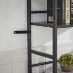 Triple Wide 5-shelf Bookshelves Industrial Retro Wooden Style, Dark Grey - Image 9